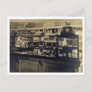Inneres eines Lebensmittelladens 1906 Vintage Postkarte