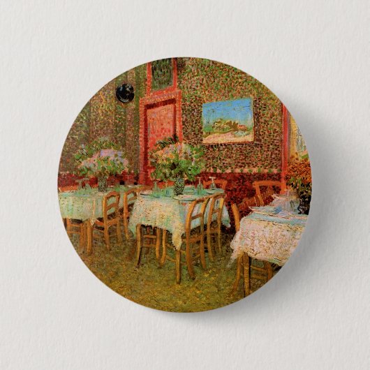 Inneres eines Restaurants von Vincent van Gogh Button (Vorderseite)