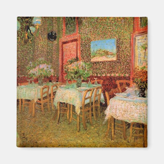 Inneres eines Restaurants von Vincent van Gogh Magnet (Vorne)