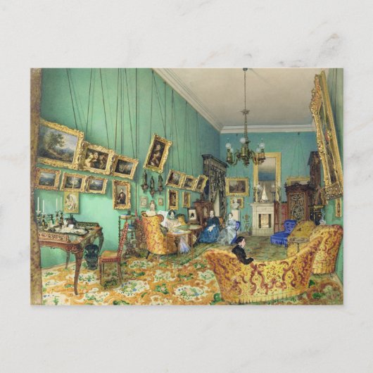 Inneres eines Wohnzimmers, 1847 Postkarte (Vorderseite)