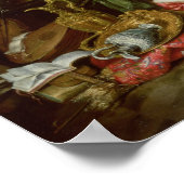 Inneres mit einer Lady beim Cembalo Poster (Ecke)