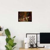 Inneres mit einer Lady beim Cembalo Poster (Heimbüro)