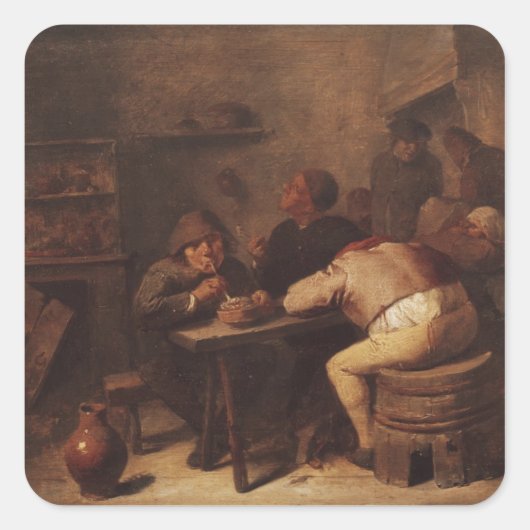 Inneres mit Rauchern Quadratischer Aufkleber (Vorderseite)