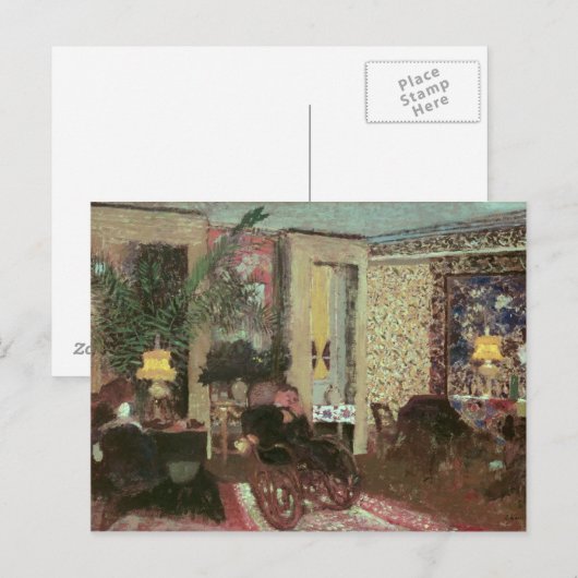 Inneres oder, Der Salon mit drei Lampen, 1899 Postkarte (Vorne/Hinten)