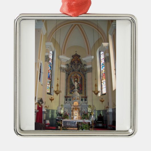 innerhalb der Kirche von Brezje, Slowenien Silbernes Ornament (Vorne)