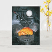 Innerhalb des Fahrerhauses einer Dampf-Lokomotive Karte (Gelbe Blume)