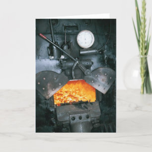 Innerhalb des Fahrerhauses einer Dampf-Lokomotive Karte