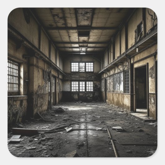 Innerhalb einer Station, die verlassen wurde Quadratischer Aufkleber (Vorderseite)
