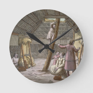 Innerhalb eines Hauses in Alaska (Farbstich) Runde Wanduhr