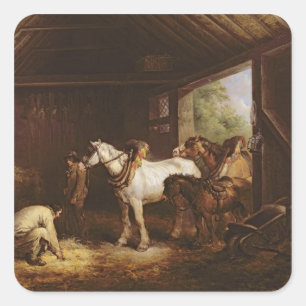 Innerhalb eines Stalles Quadratischer Aufkleber