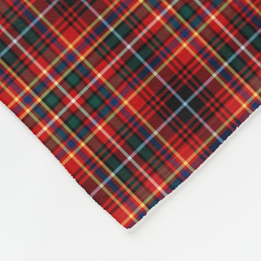 Innes Clan Bright Red Tartan Fleecedecke (Ecke)