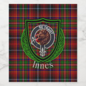 Innes Schottischer Clan-Tartan und Wappen Weinetikett (Einzelnes Label)