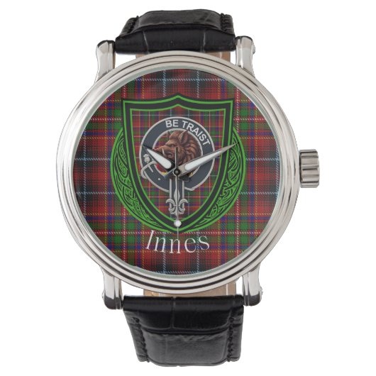 Innes Scottish Clan Tartan & Crest Armbanduhr (Vorderseite)