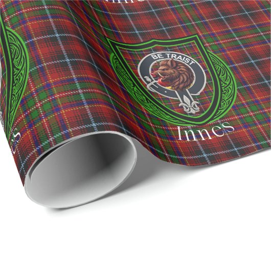 Innes Scottish Clan Tartan & Crest Geschenkpapier (Rolleneckpunkt)