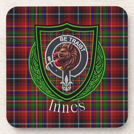 Innes Scottish Clan Tartan & Crest Getränkeuntersetzer (Vorderseite)