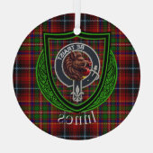 Innes Scottish Clan Tartan & Crest Ornament Aus Glas (Rückseite)