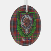 Innes Scottish Clan Tartan & Crest Ornament Aus Glas (Vorderseite Rechts)