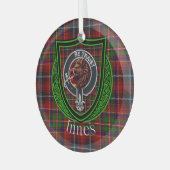 Innes Scottish Clan Tartan & Crest Ornament Aus Glas (Vorderseite links)