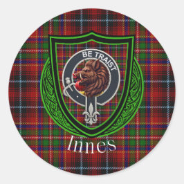 Innes Scottish Clan Tartan & Crest Runder Aufkleber