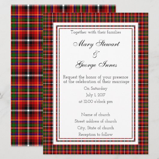 Innes Scottish Wedding Einladung (Vorne/Hinten)