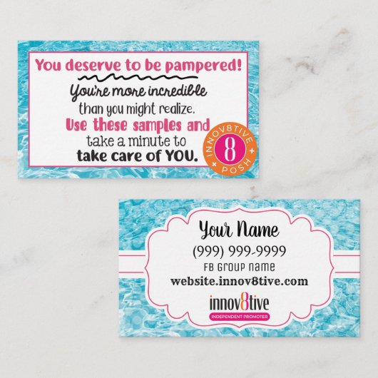 Innov8tive Posh Clear Water Samples Business Card Visitenkarte (Vorne/Hinten)