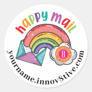 Innov8tive Posh Happy Mail-Aufkleber Runder Aufkleber