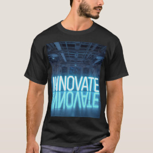 INNOVATE - Cyberpunk-Labor Neonblau Zukunftstechno T-Shirt