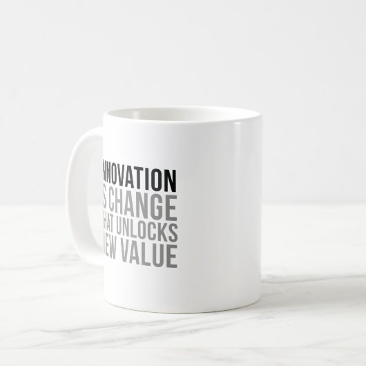 Innovation ist Änderung Kaffeetasse (Vorderseite Links)