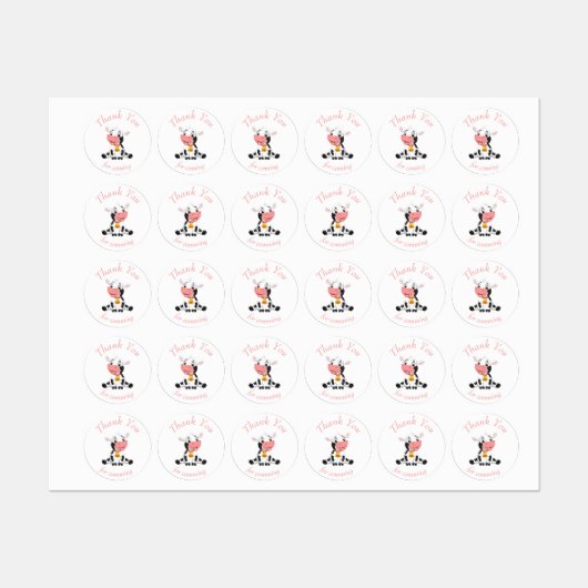 Innovative rosa Kuh Etiketten (Blatt)