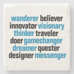 Innovator Gamechanger Visionary Dreamer Tag Cloud Steinuntersetzer