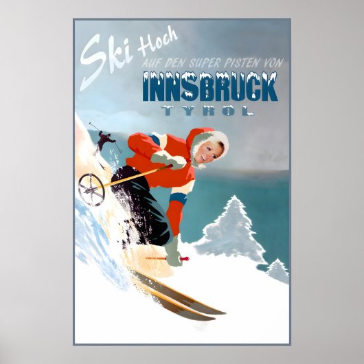 Innsbruck Austria Travel Poster Snow Ski Kerwendel (Vorne)
