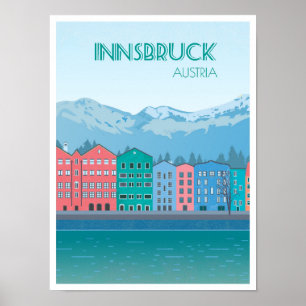 Innsbruck Österreich Kunst-Jahrgang Reise Illustra Poster