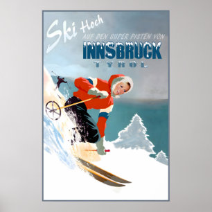 Innsbruck Österreich Reiseplakat Schnee Ski Kerwen Poster