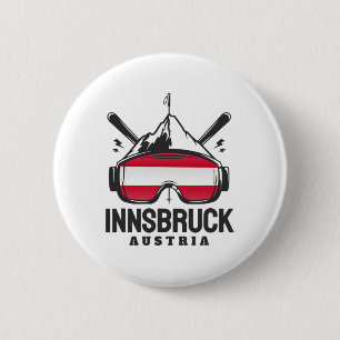 Innsbruck Österreich Skigebiet Retro Skifahren  Button