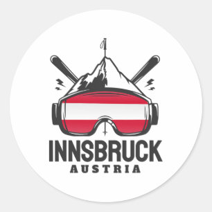 Innsbruck Österreich Skigebiet Retro-Skifahren Runder Aufkleber