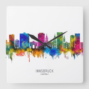 Innsbruck Österreich Skyline Quadratische Wanduhr