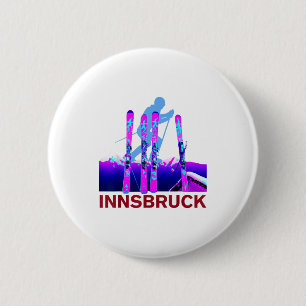 Innsbruck Skifahren &amp; Snowboarden Retro 90er Button