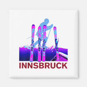 Innsbruck Skifahren & Snowboarden Retro 90er Magnet