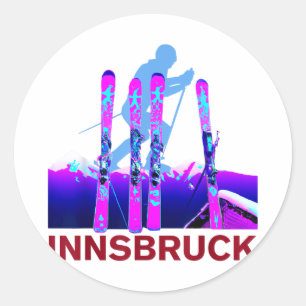 Innsbruck Skifahren &amp; Snowboarden Retro 90er Runder Aufkleber