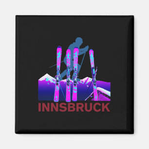 Innsbruck Skifahren und Snowboardfahren Retro 90er Magnet