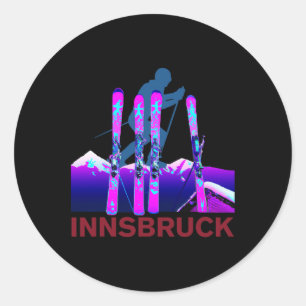 Innsbruck Skifahren und Snowboardfahren Retro 90er Runder Aufkleber