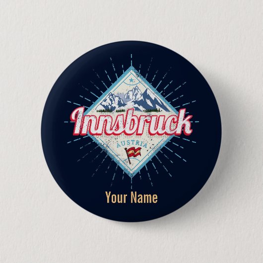Innsbruck Tirol Österreich Retro Alpen Vintag Button (Vorderseite)