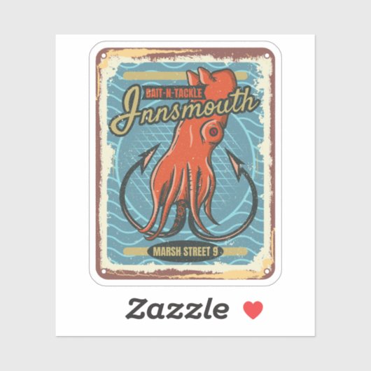 Innsmouth Bait und Tackle Fischen Lovecraft Aufkleber (Blatt)