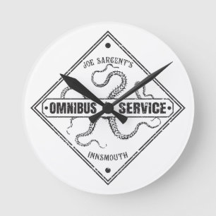 Innsmouth Bus Service Joe Sargent Runde Wanduhr