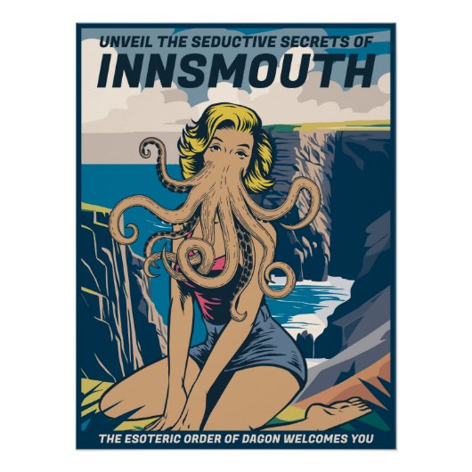 Innsmouth Button-up Cthulhu Reiseplaner Lovecraft Poster (Vorderseite)