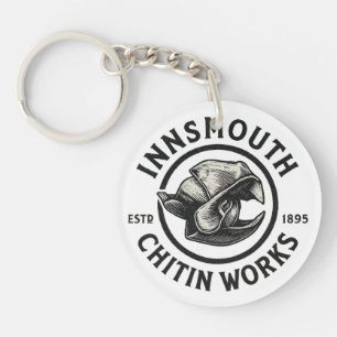 Innsmouth Chitin Works – Vintage Monochrom-Logo Schlüsselanhänger