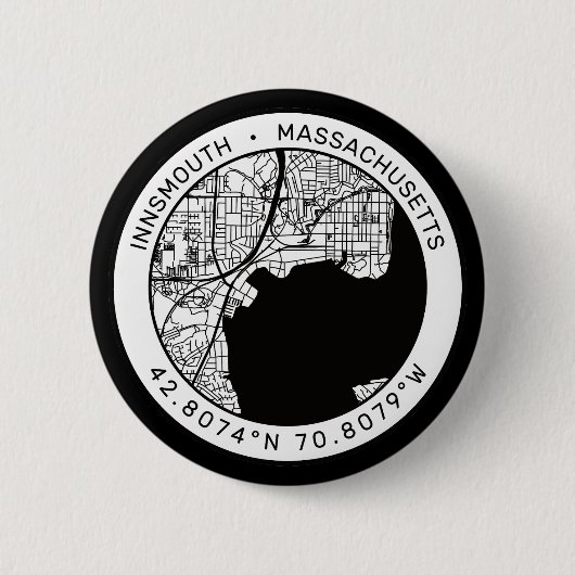 Innsmouth City Map Lovecraft Button (Vorderseite)