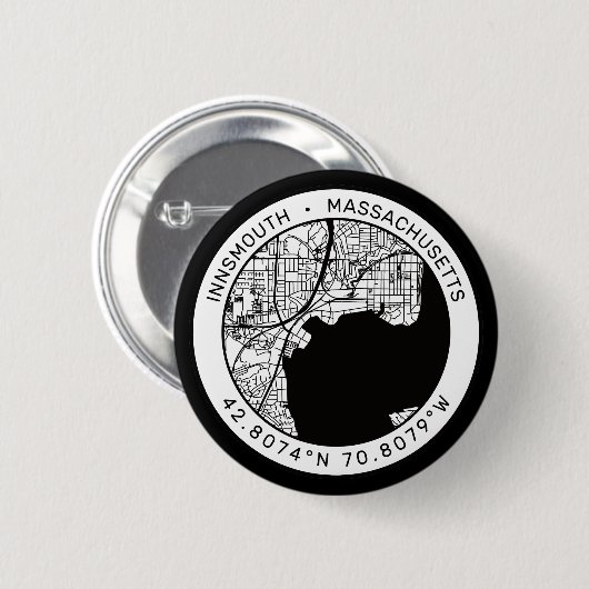 Innsmouth City Map Lovecraft Button (Vorne & Hinten)
