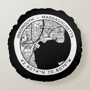 Innsmouth City Map Lovecraft Rundes Kissen
