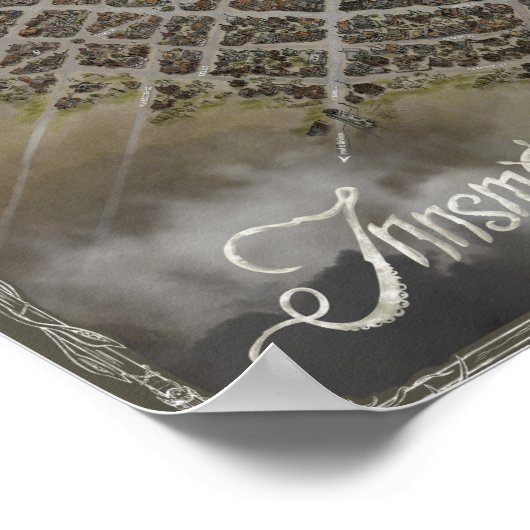 Innsmouth Map, Lovecraft world Poster (Ecke)
